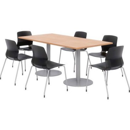 KFI KFI Dining Table & Chair Set, 72"Lx36"W, Maple Table With Black Chairs OLTFL3672RA-B1922-SL-10776-OL2700-P10